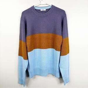 AYR The Yachty Sweater Mens Medium Colorblock Merino Wool Cotton Pullover NEW